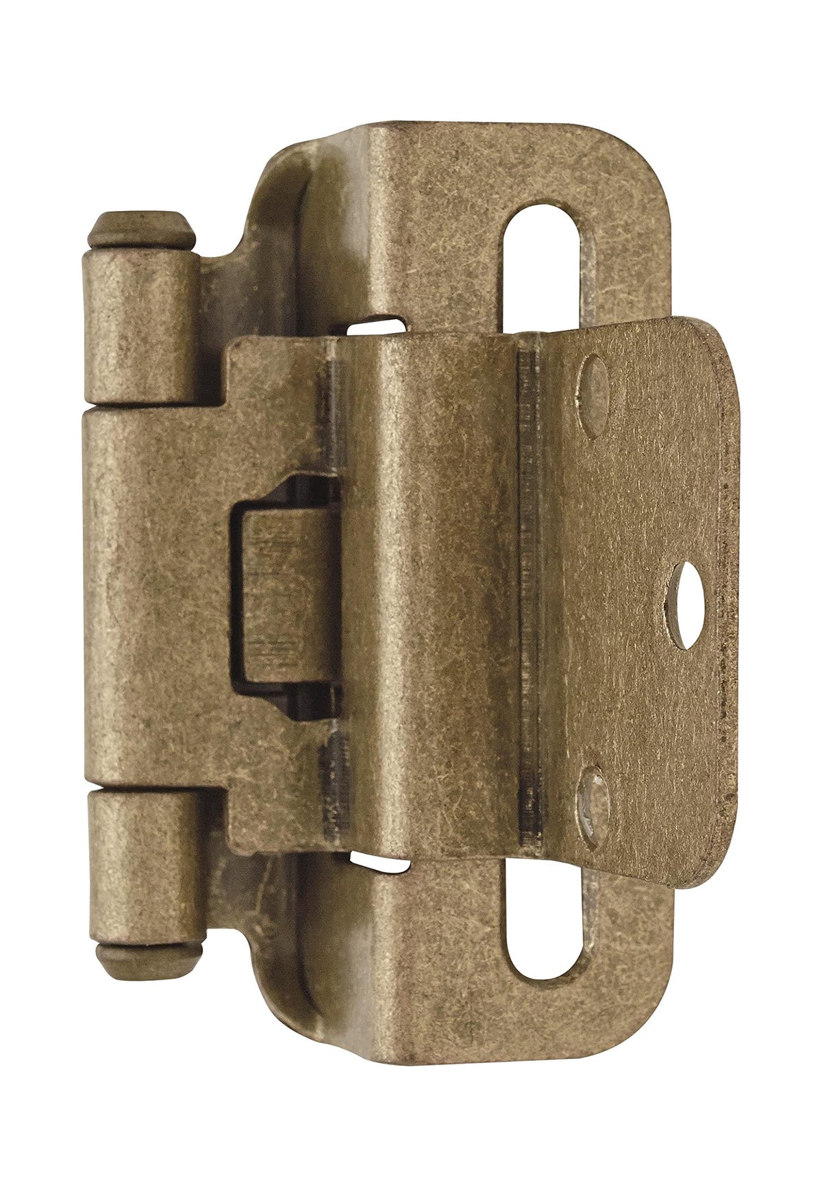 Amerock Cabinet Hinge 3/8 inch (10 mm) Inset Hinge Burnished Brass 2 Pack Self-Closing Hinge Partial Wrap Hinge Cabinet Door Hinge