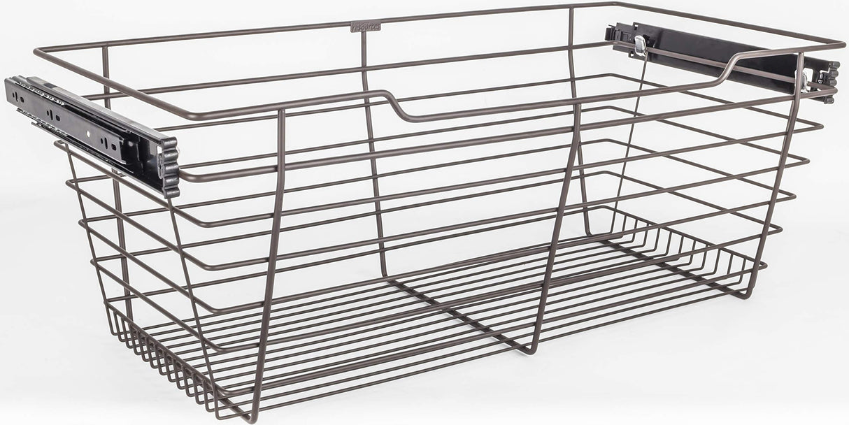 Hardware Resources POB1-162911ORB Dark Bronze Closet Pullout Basket with Slides 16"D x 29"W x 11"H