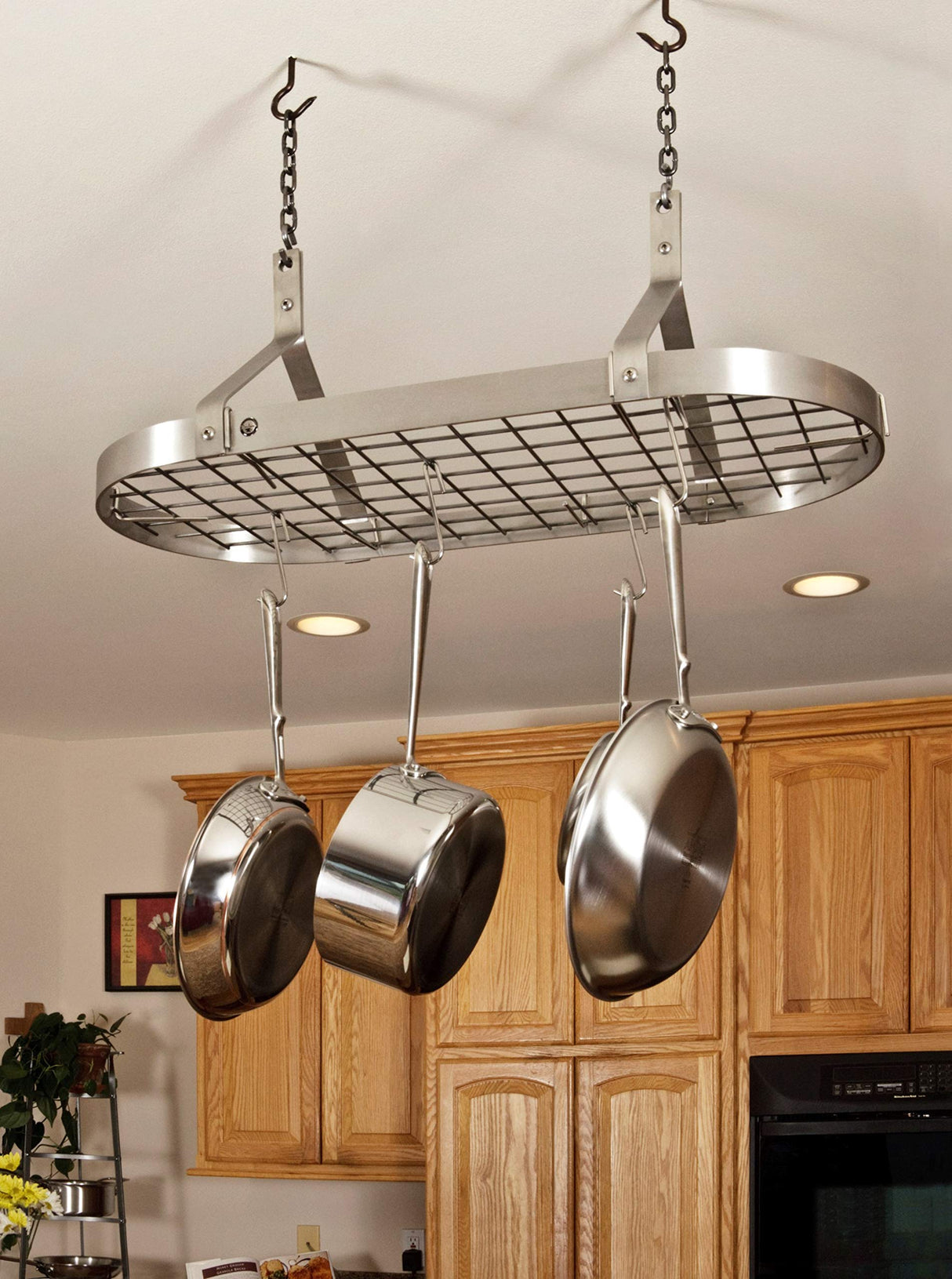 Enclume PR22WG SS Contemporary Ceiling Pot Rack w/ 12 Hooks SS
