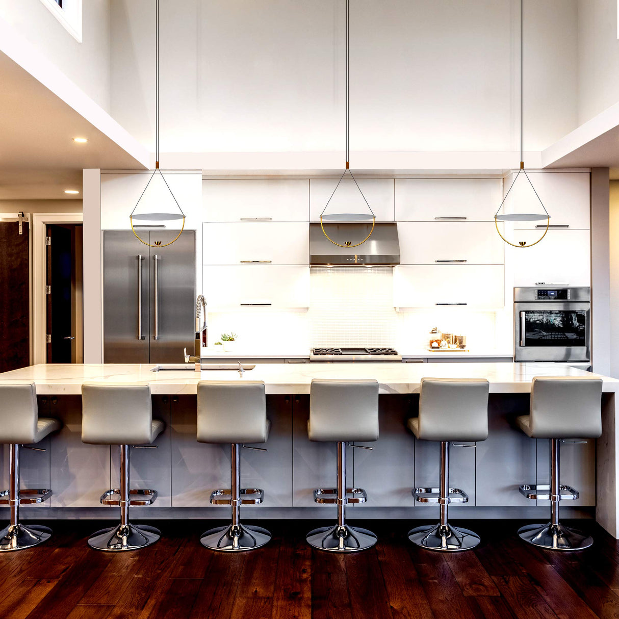 VONN Lighting Como VAP224H1AB 16" Integrated LED ETL Certified Height Adjustable Pendant Light in Antique Brass