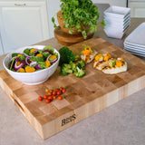 John Boos CCB2015-225 Large Maple Wood Cutting Board for Kitchen 20 x 15 Inches, 2.25 Inches Thick Reversible End Grain Charcuterie Block with Finger Grips 20X15X2.25 MPL-END GR-REV-GRIPS