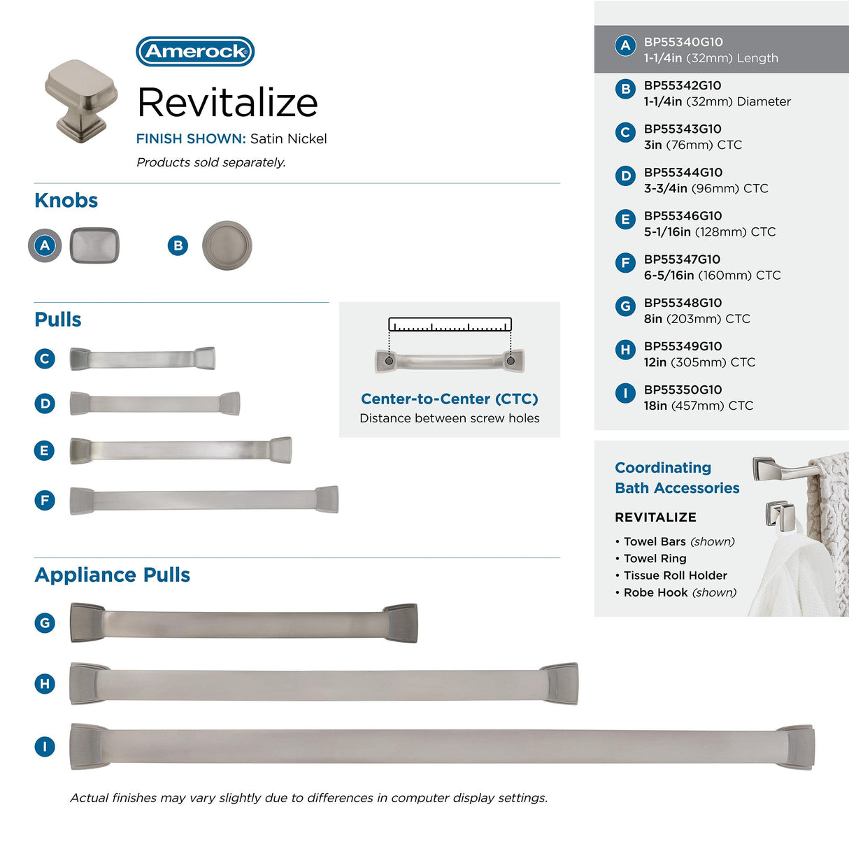 Amerock Cabinet Knob Satin Nickel 1-1/4 inch (32 mm) Length Revitalize 1 Pack Drawer Knob Cabinet Hardware