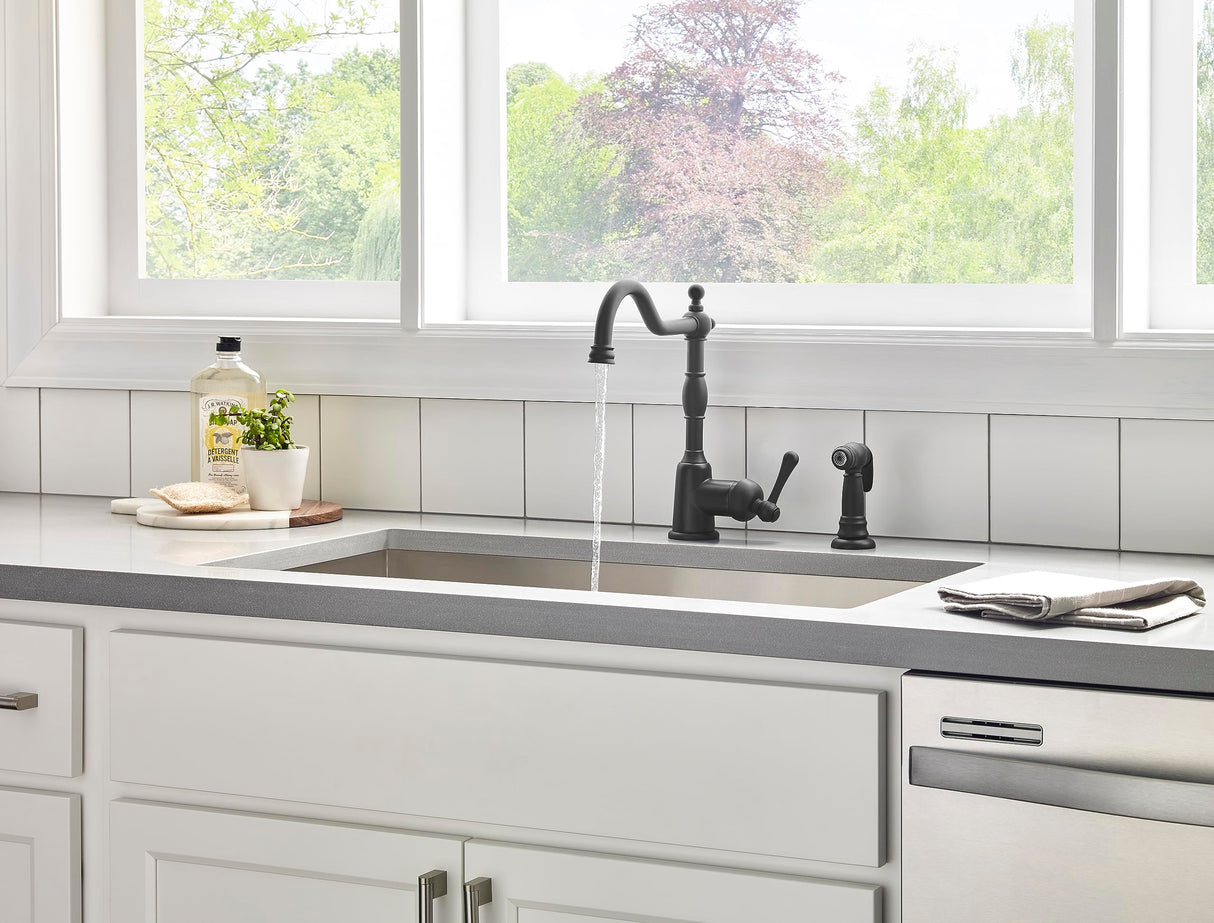 Gerber D401157BS Satin Black Opulence Single Handle Kitchen Faucet