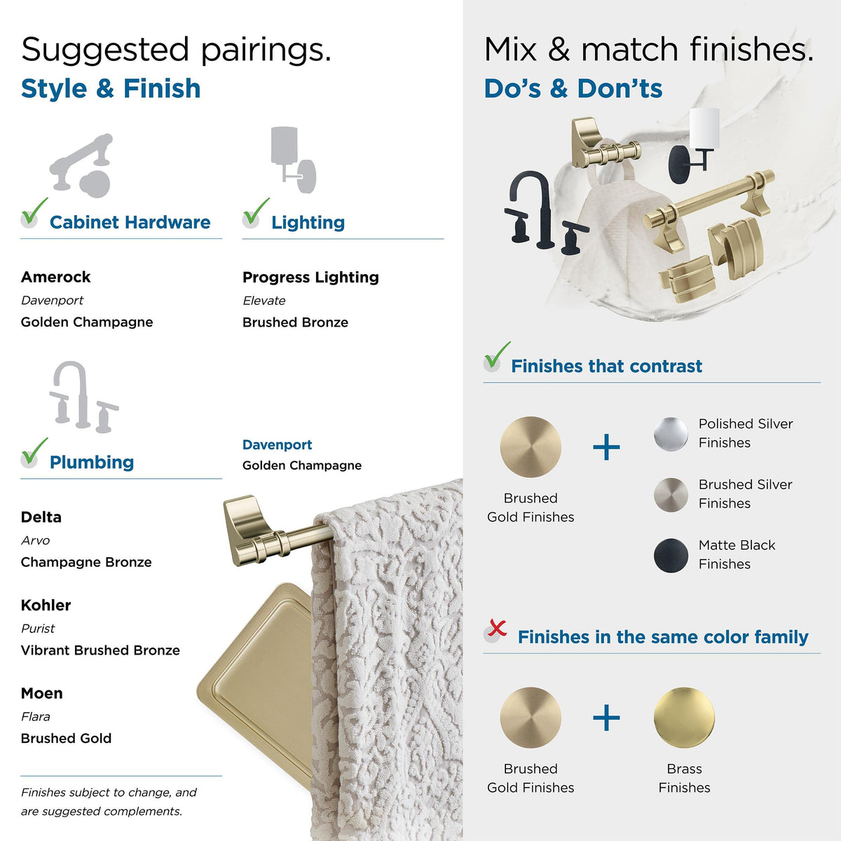 Amerock BH36050BBZ Golden Champagne Double Robe Hook 2-15/16 in. (75 mm) Length Towel Holder Davenport Towel Hook for Bathroom Bathroom Hardware Bath Accessories