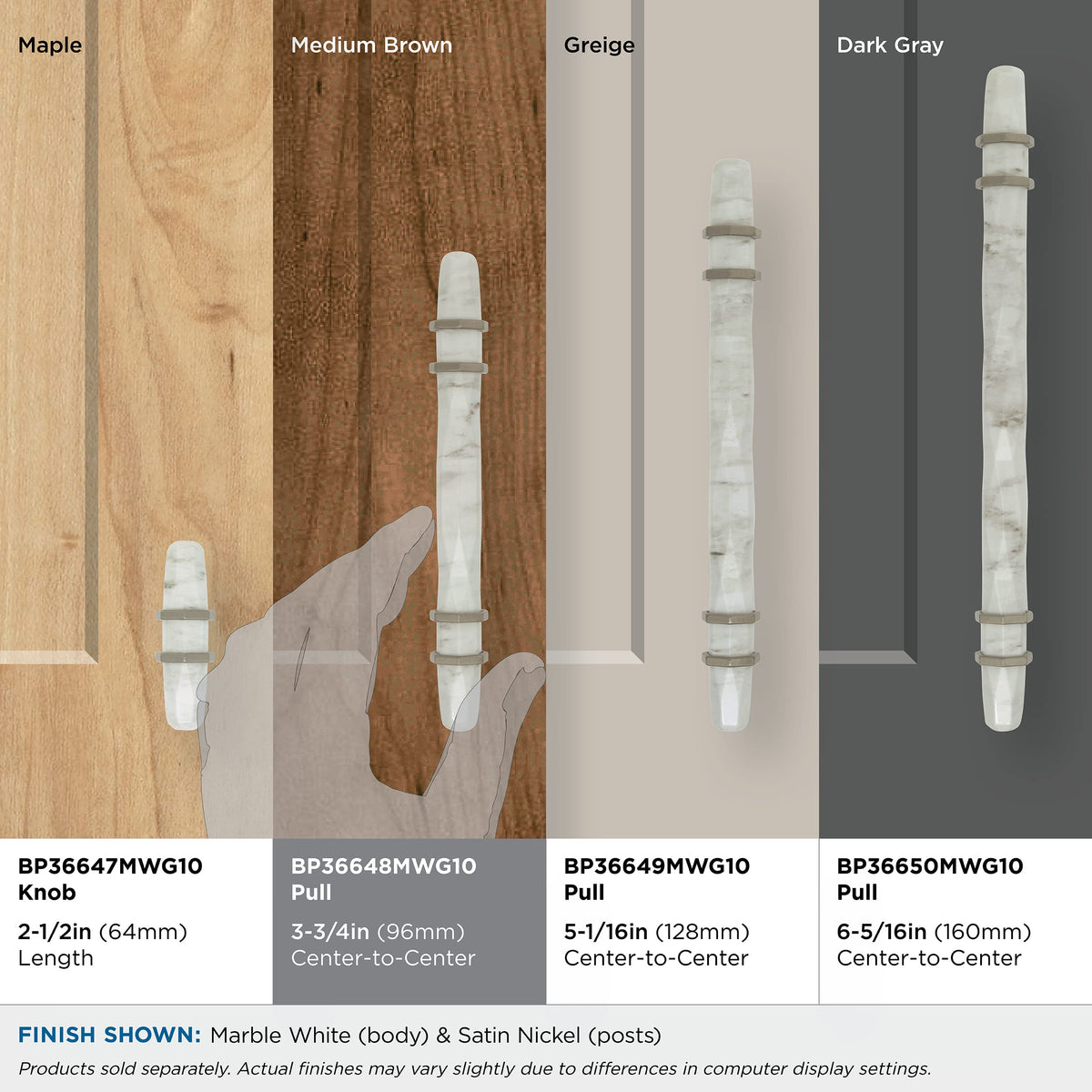Amerock Cabinet Pull Marble White/Satin Nickel 3-3/4 inch (96 mm) Center to Center Carrione 1 Pack Drawer Pull Drawer Handle Cabinet Hardware