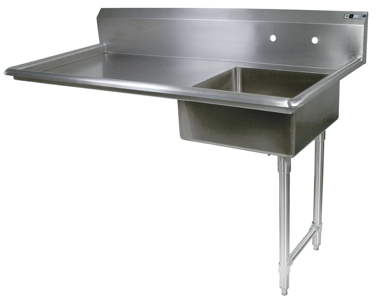 John Boos EDTS8-S30-60UCR E Series Stainless Steel Undercounter Dishtable, 8" Deep Sink Bowl, 60" Length by 30" Width, Right Hand Side Table