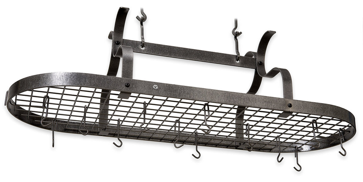 Enclume PR33WG HS Scroll Arm Oval Ceiling Pot Rack w/ 24 Hooks HS