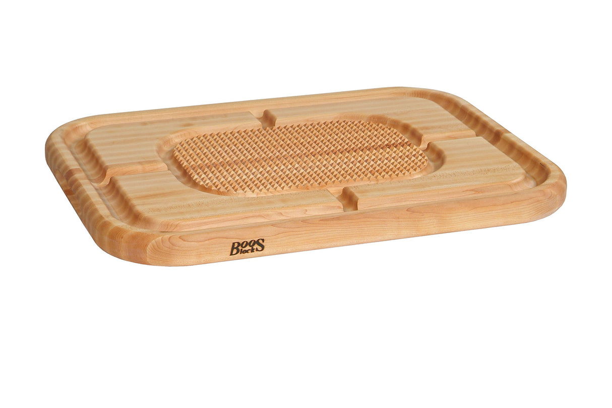 John Boos MN2418150-SM Block Carving Collection Pyramid Design Reversible Maple Cutting Board with Juice Groove, 24 Inches x 18 1.5 24X18X1.5 MPL-EDGE GR-REV-MAYAN