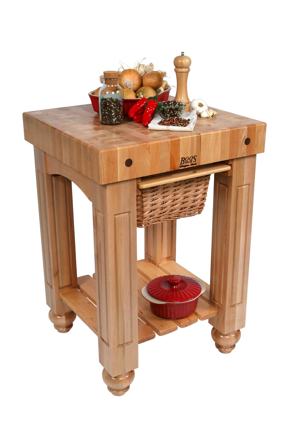 John Boos CU-GB25-N American Heritage Prep Table with Butcher Block Top Base Finish: Natural Maple