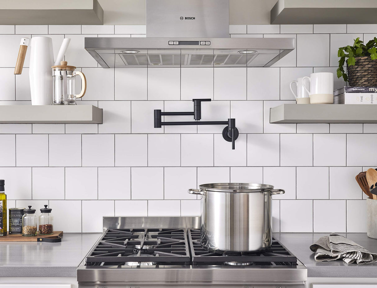 Gerber D205058BS Satin Black Parma Wall Mount Kitchen Pot Filler