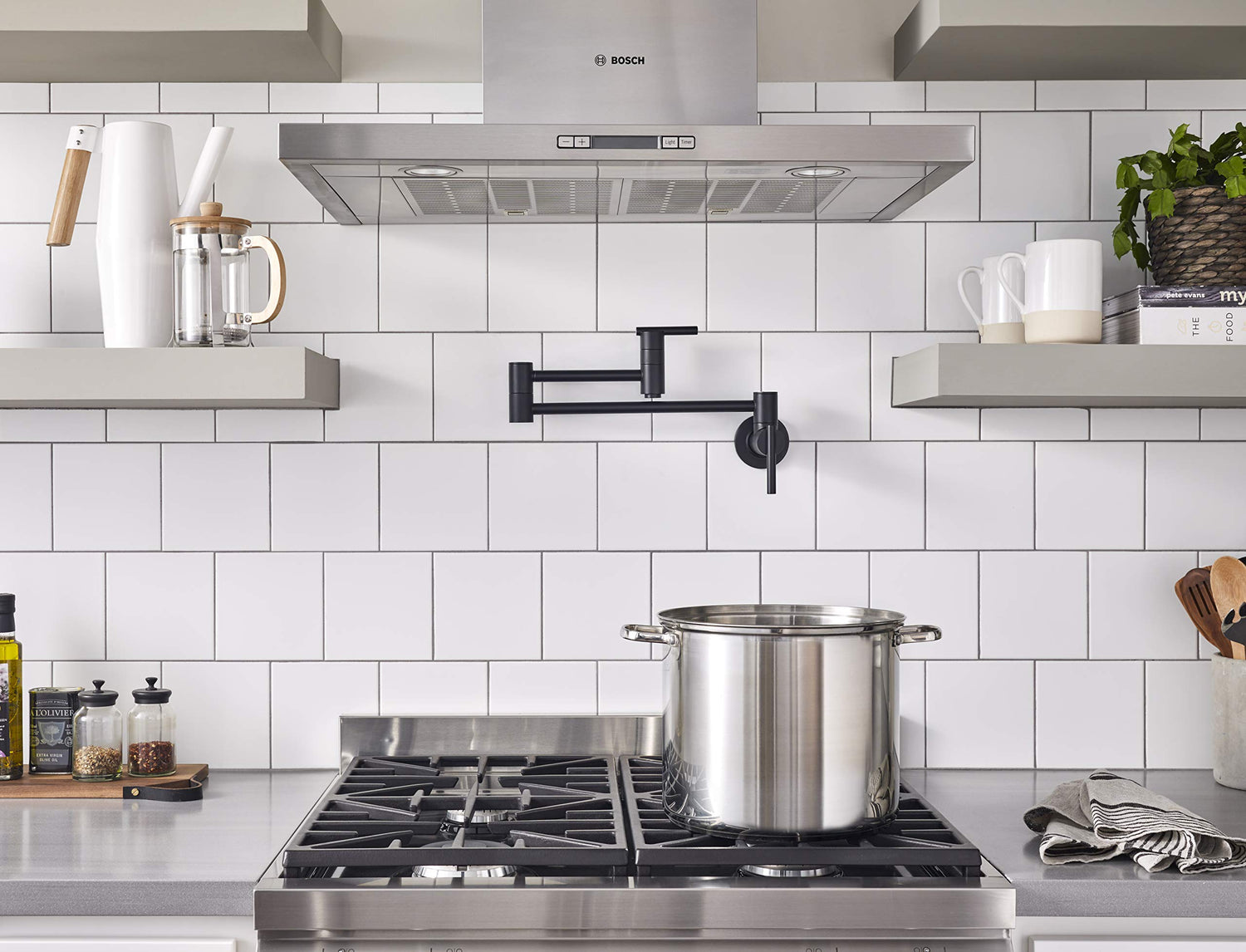 Gerber D205058BS Satin Black Parma Wall Mount Kitchen Pot Filler