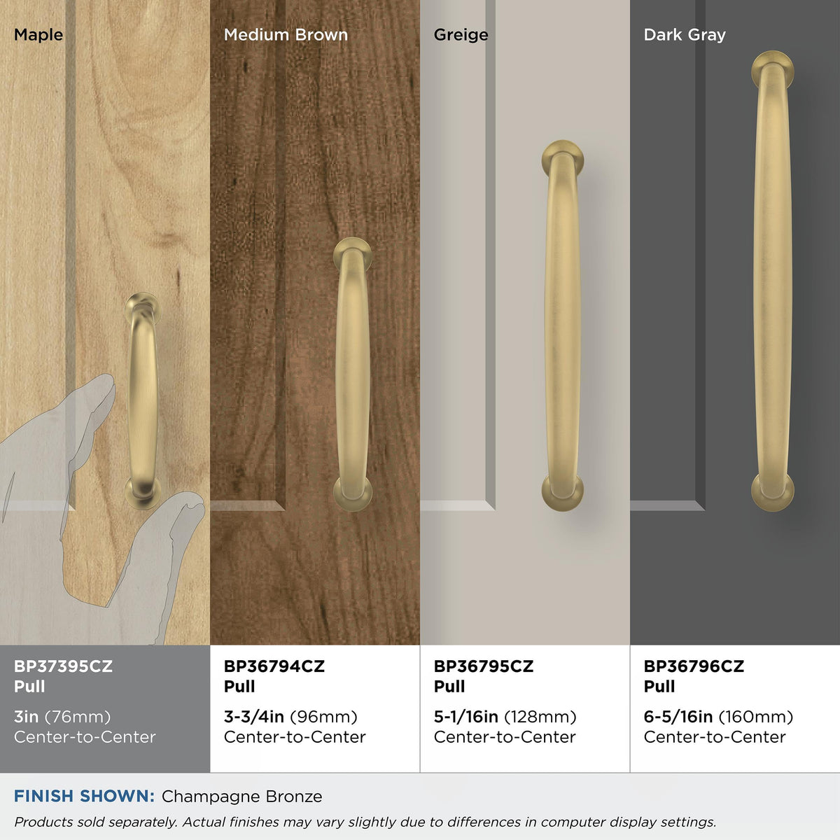 Amerock BP37395CZ Champagne Bronze Cabinet Pull 3 in (76 mm) Center-to-Center Cabinet Handle Renown Drawer Pull Kitchen Cabinet Handle Furniture Hardware
