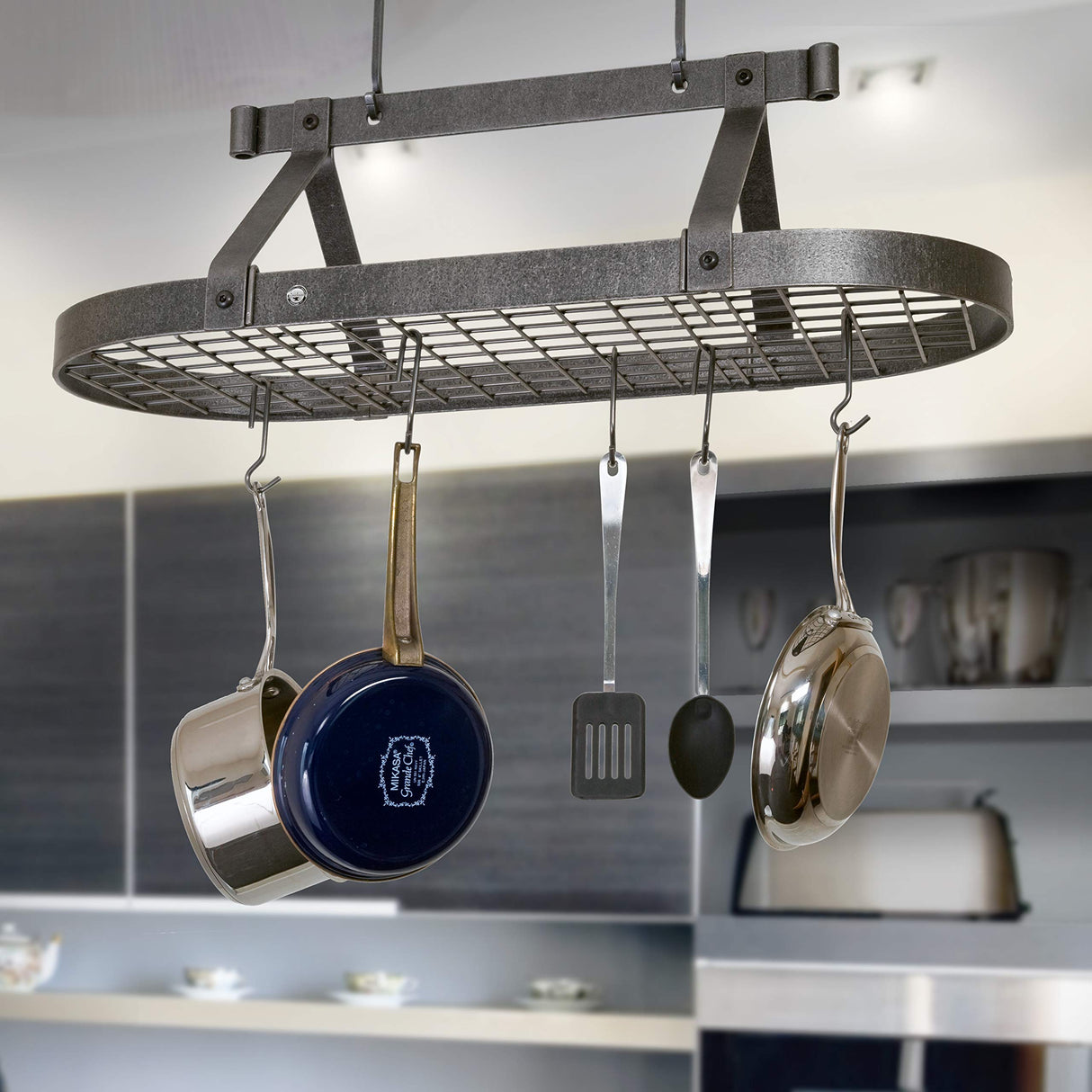 Enclume PR16BWG HS 36" Oval Ceiling Pot Rack w/ 18 Hooks HS