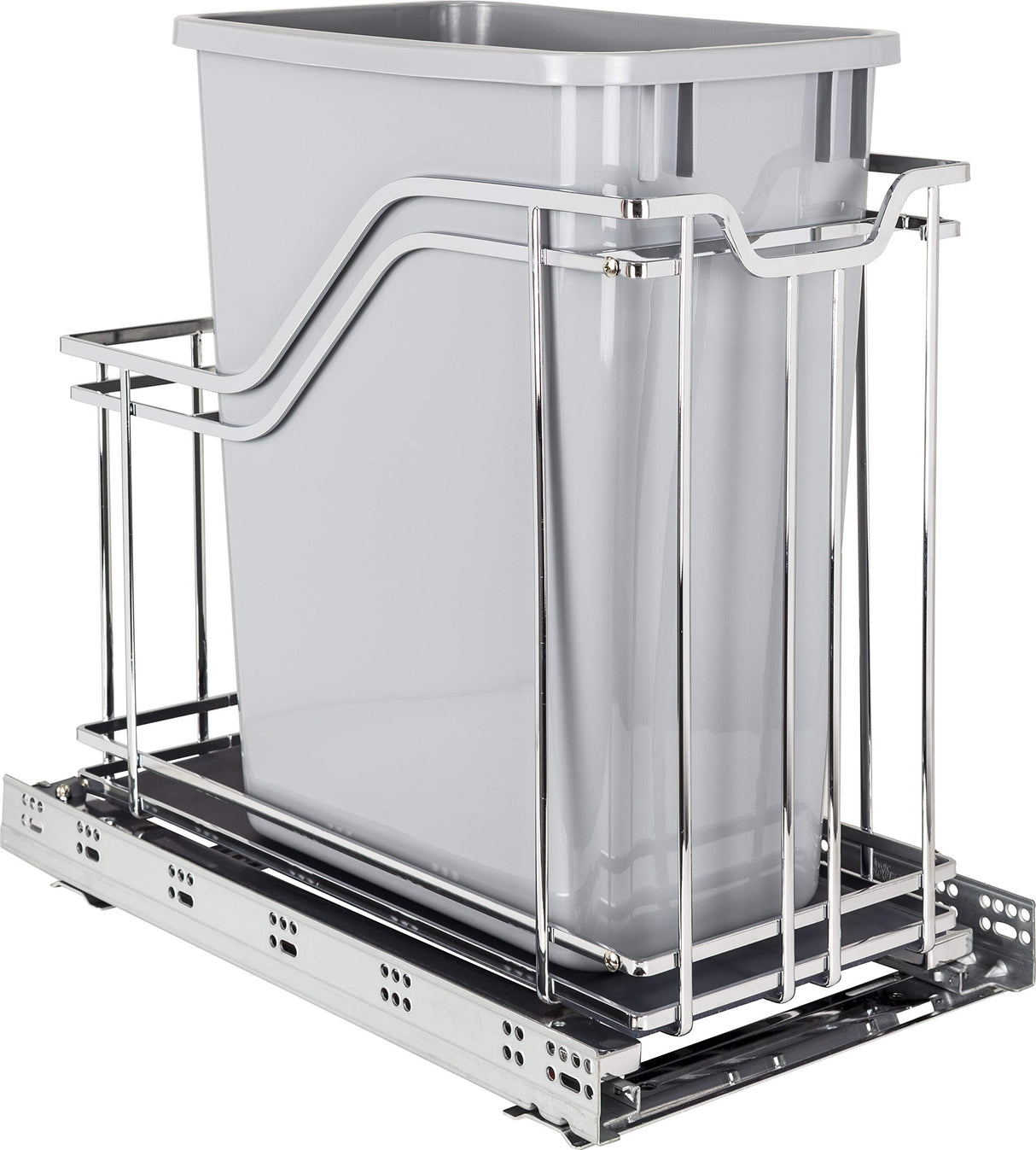 Hardware Resources SWS-MBMS35GPC Single 35 Quart Polished Chrome STORAGE WITH STYLE® Metal Soft-close Trashcan Pullout
