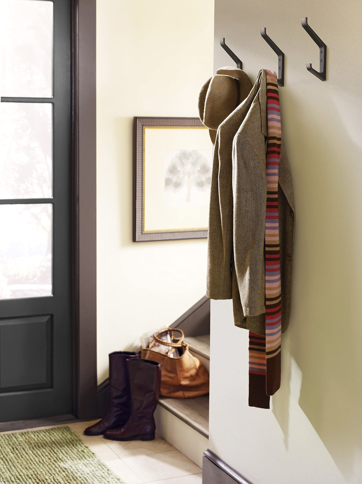 Amerock H37003ORB Emerge Double Prong Decorative Wall Hook Oil Rubbed Bronze Hook for Coats, Hats, Backpacks, Bags Hooks for Bathroom, Bedroom, Closet, Entryway, Laundry Room, Office