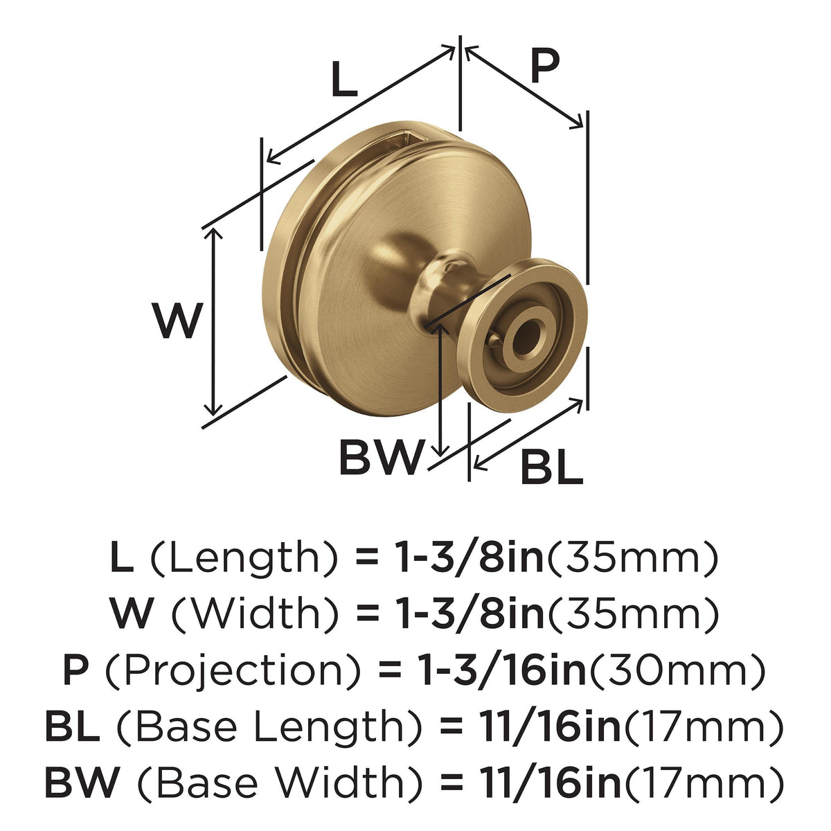 Amerock Cabinet Knob |Champagne Bronze 1-3/8 in (35 mm) Diameter Drawer Knob Oberon Kitchen and Bath Hardware Furniture Hardware