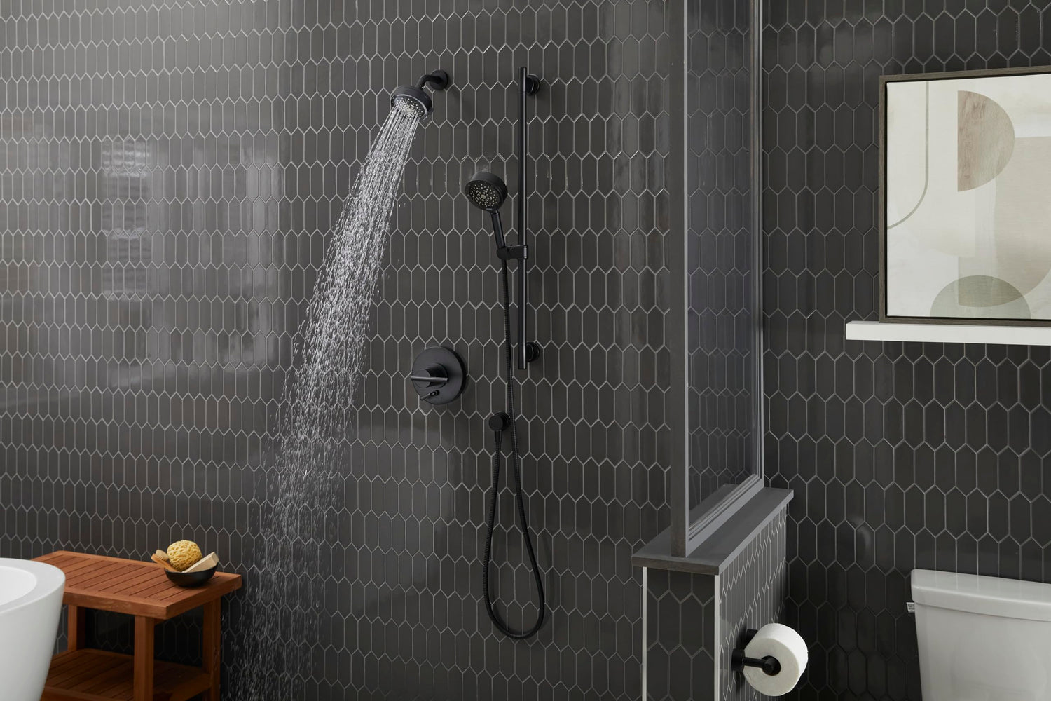 Gerber D460064BS Parma 4 1/2" 5-function Showerhead, 1.75GPM - Satin Black