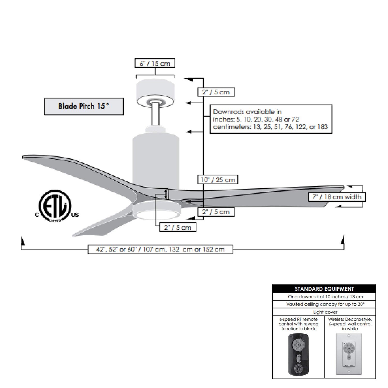 Matthews Fan PA3-WH-BW-42 Patricia-3 three-blade ceiling fan in Gloss White finish with 42” solid barn wood tone blades and dimmable LED light kit