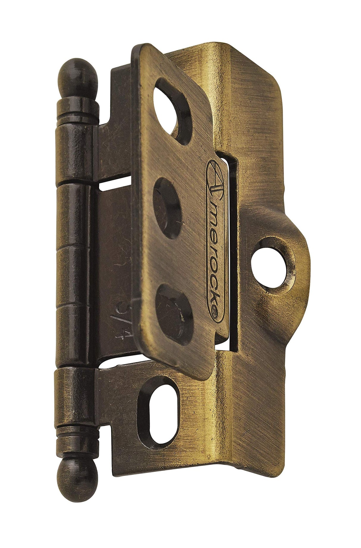 Amerock Cabinet Hinge Full Wrap Hinge Antique Brass 1 Pack Non Self-Closing Hinge |3/4 inch (19 mm) Door Thickness Cabinet Door Hinge