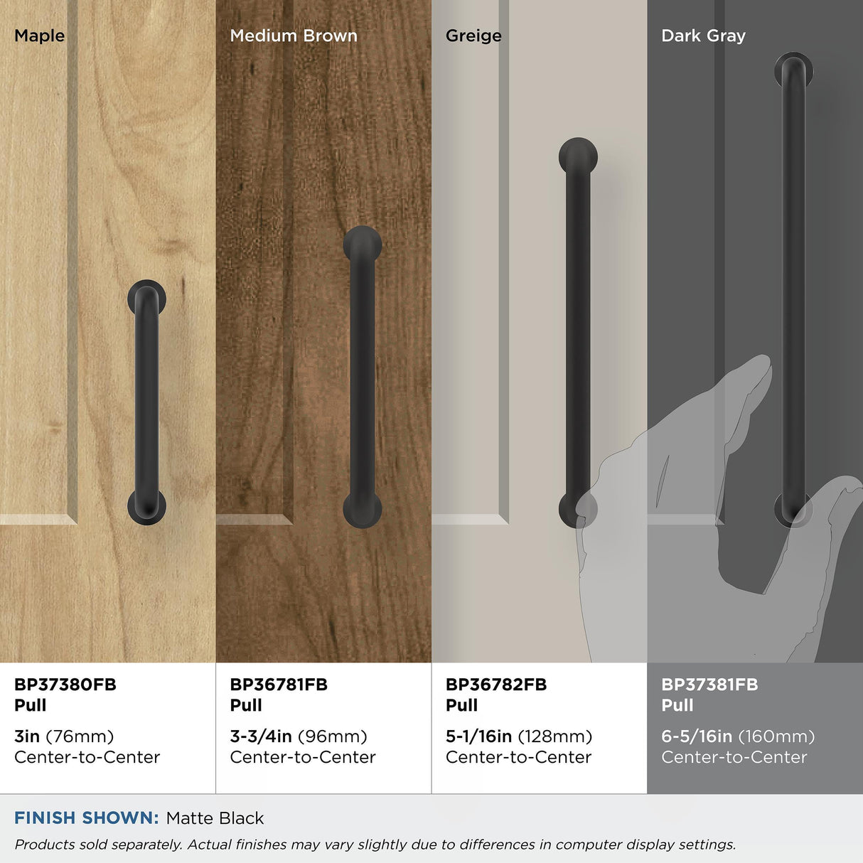 Amerock BP37381FB Matte Black Cabinet Pull 6-5/16 in (160 mm) Center-to-Center Cabinet Handle Factor Drawer Pull Kitchen Cabinet Handle Furniture Hardware