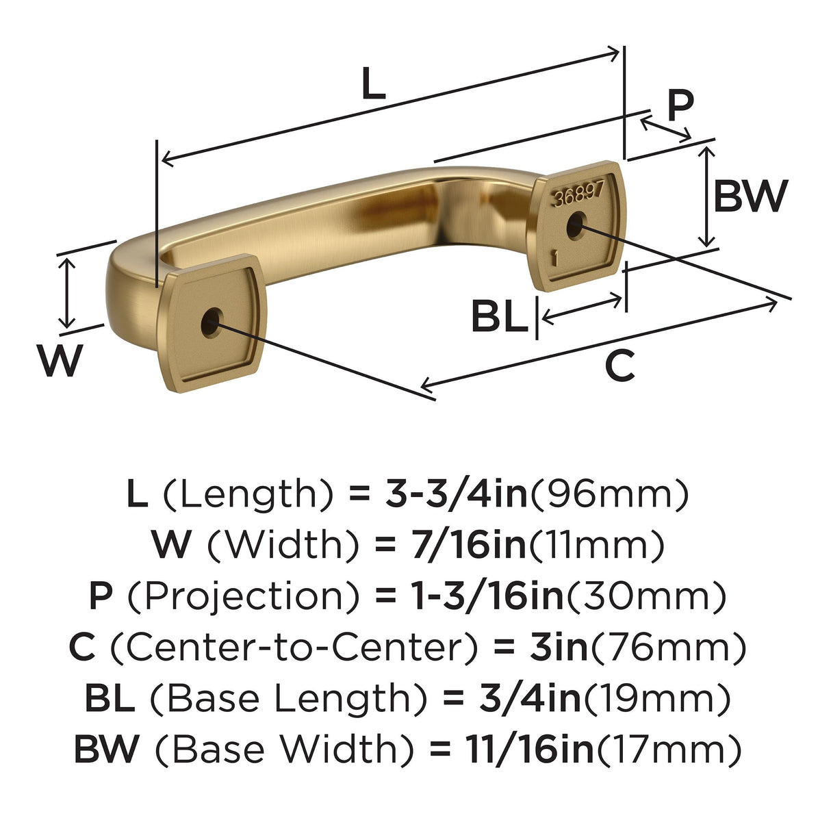 Amerock BP36897CZ Champagne Bronze Cabinet Pull 3 inch (76mm) Center-to-Center Cabinet Hardware Surpass Furniture Hardware Drawer Pull
