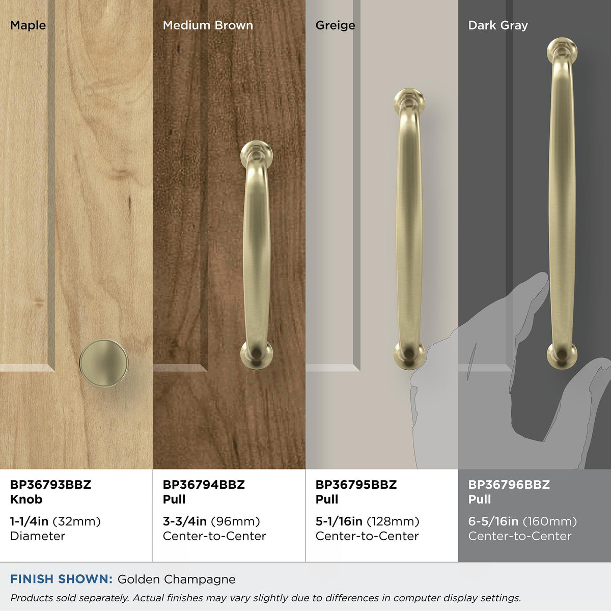 Amerock Cabinet Pull Golden Champagne 6-5/16 in (160 mm) Center-to-Center Drawer Pull Renown Kitchen and Bath Hardware Furniture Hardware
