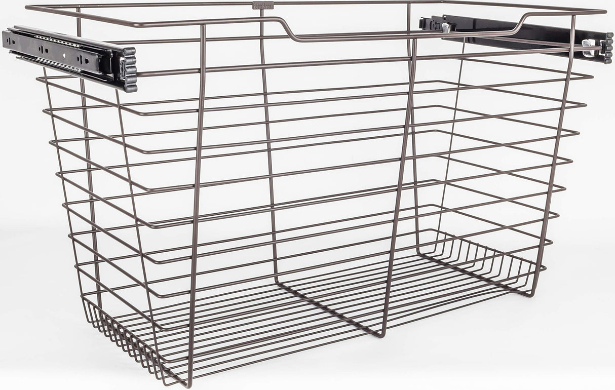 Hardware Resources POB1-162917ORB Dark Bronze Closet Pullout Basket with Slides 16"D x 29"W x 17"H