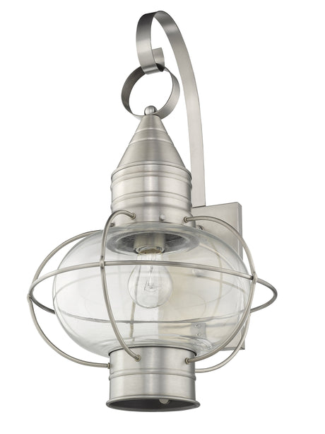 Livex 26904-91 Transitional One Light Outdoor Wall Lantern from Newburyport Collection in Pwt, Nckl, B/S, Slvr. Finish, Brushed Nickel