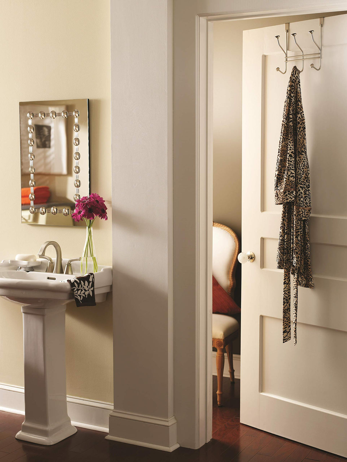 Amerock Over-The-Door Hook Rack 3 Double Prong Hooks Silver 9-3/4 inch (248 mm) Length