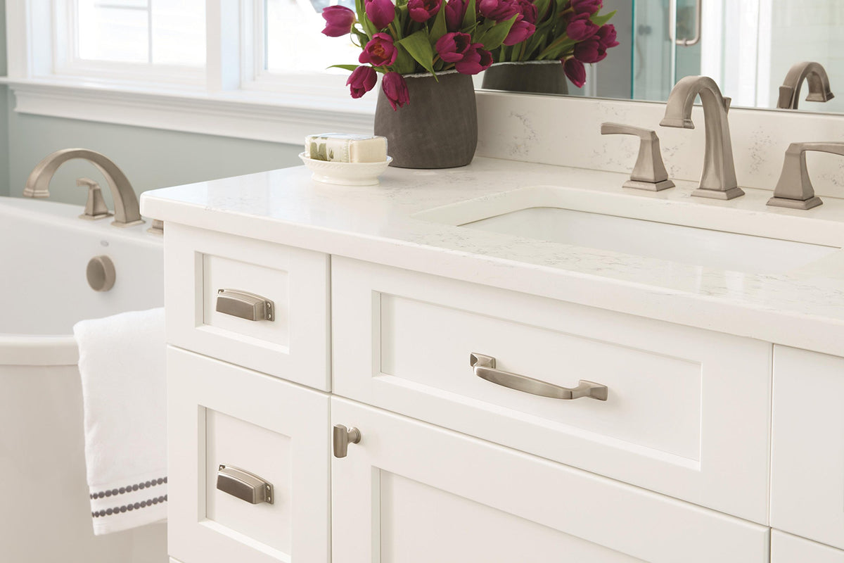 Amerock Cabinet Pull Satin Nickel 5-1/16 inch (128 mm) Center to Center Highland Ridge 1 Pack Drawer Pull Drawer Handle Cabinet Hardware
