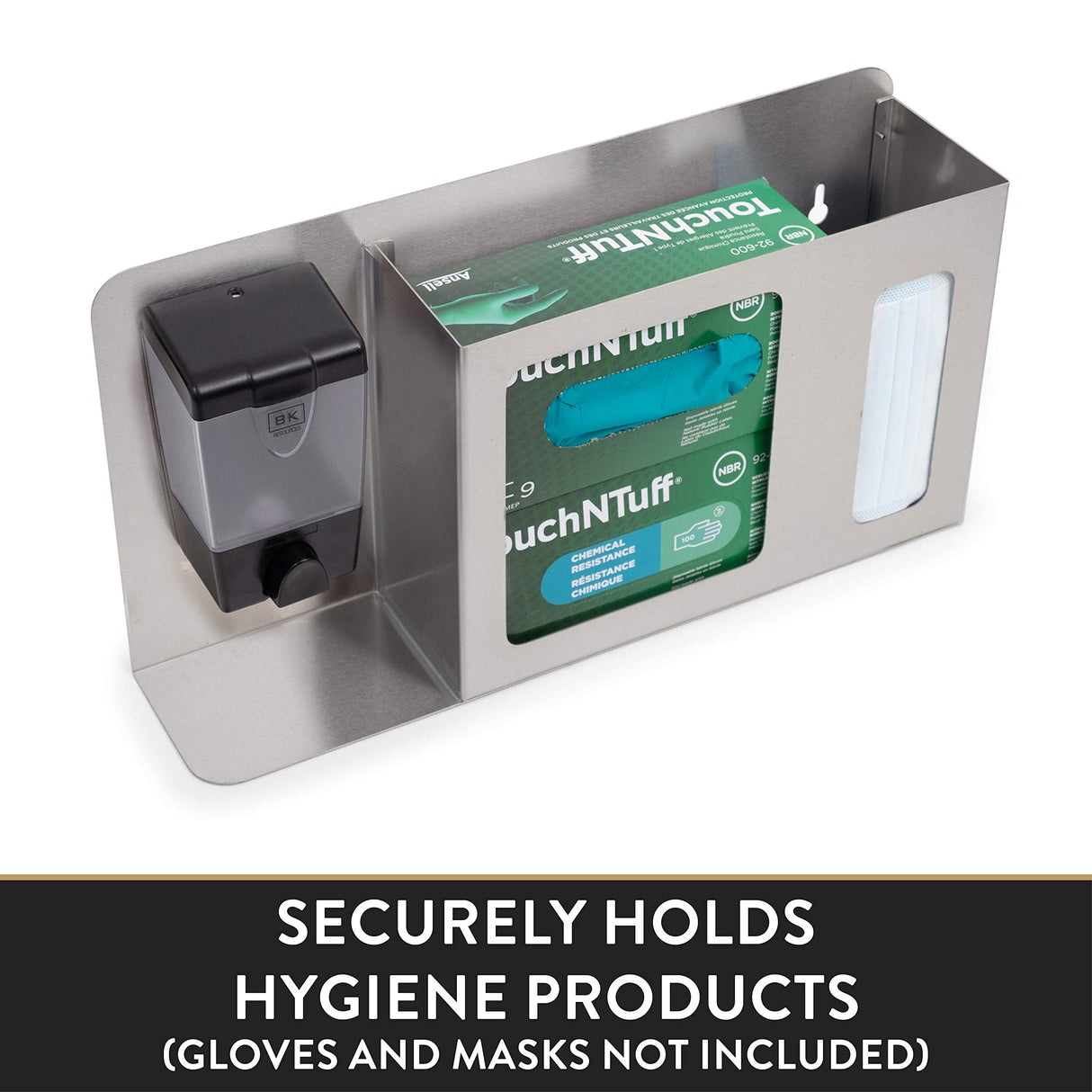 John Boos DS-SD1-3 Hand Sanitizer, Glove, and Mask Dispensing Station, 21" L x 4.5" D 12" H