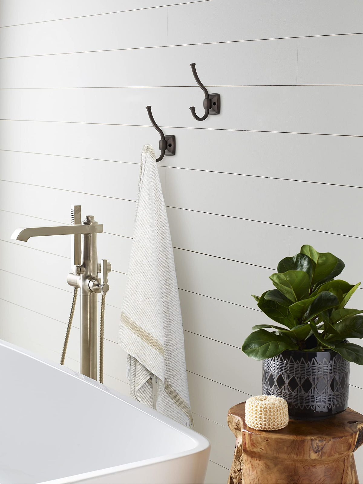 Amerock H37002ORB Kinsale Double Prong Decorative Wall Hook Oil Rubbed Bronze Hook for Coats, Hats, Backpacks, Bags Hooks for Bathroom, Bedroom, Closet, Entryway, Laundry Room, Office