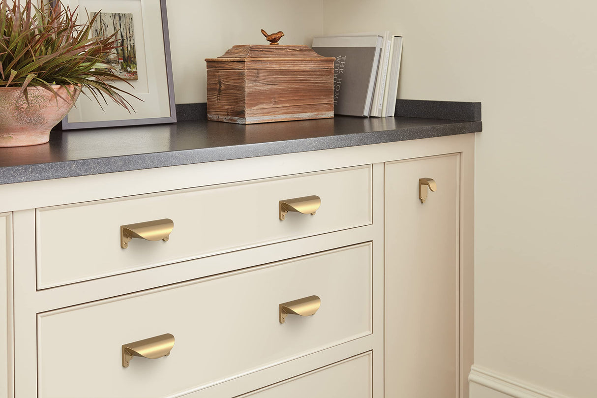 Amerock Cabinet Cup Pull Champagne Bronze 3 in (76 mm) Center-to-Center Drawer Pull Inspirations Kitchen and Bath Hardware Furniture Hardware