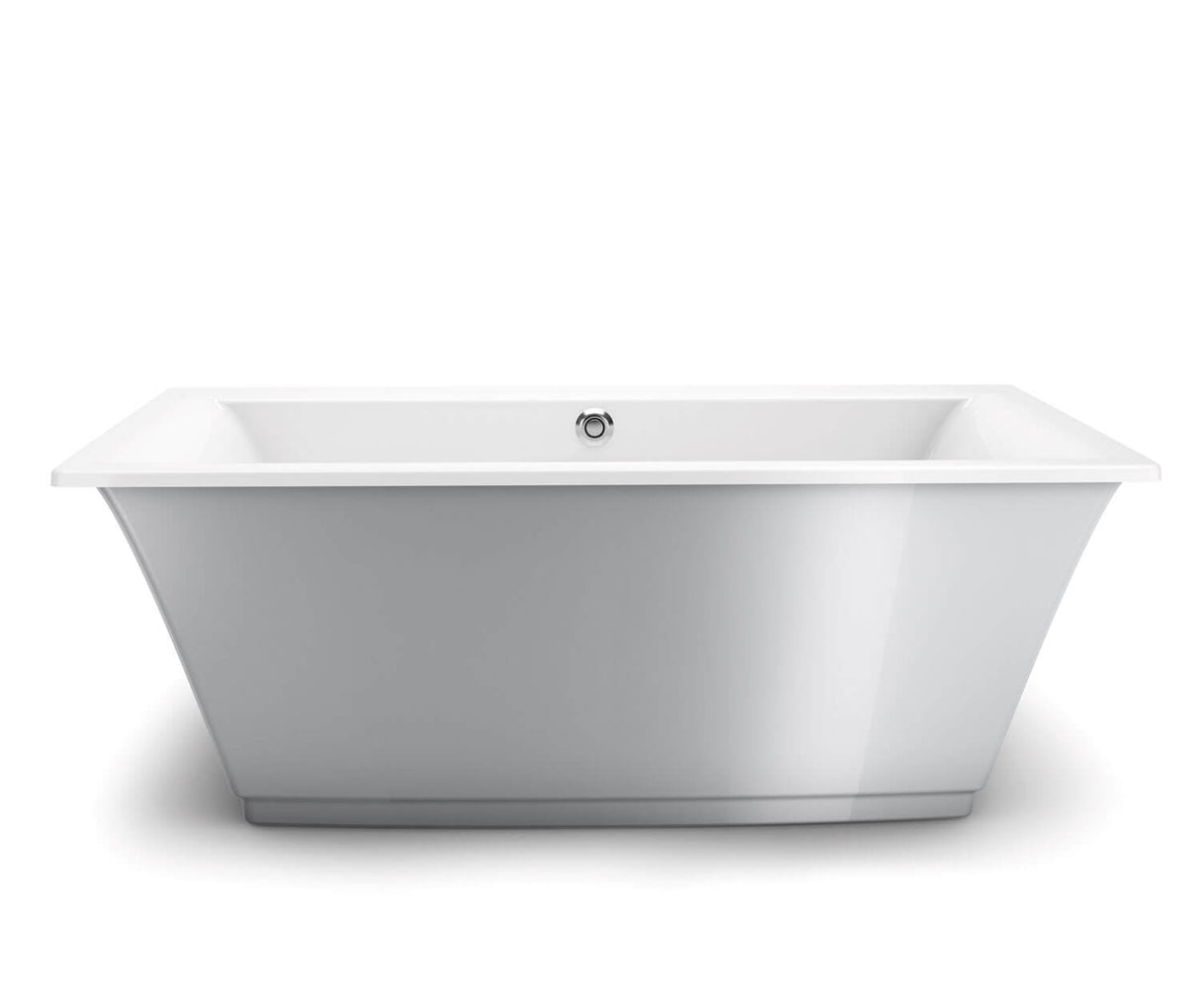 MAAX 105742-055-001-105 Optik 6636 F Acrylic Freestanding Center Drain Aerofeel Bathtub in White with Sterling Silver Skirt