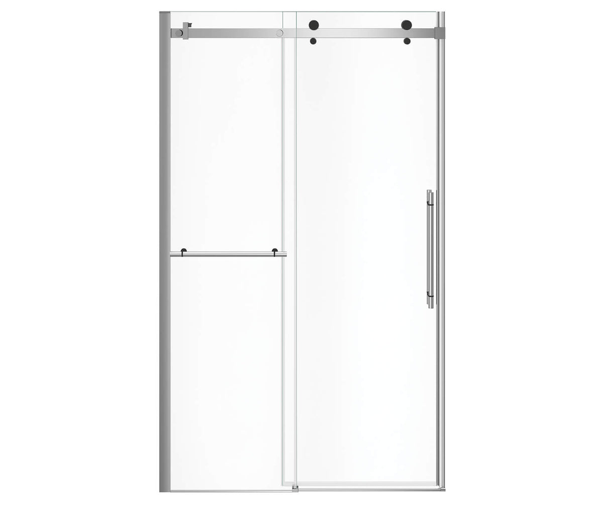 MAAX 138465-900-350-000 Vela 44 ½-47 x 78 ¾ in. 8mm Sliding Shower Door with Towel Bar for Alcove Installation with Clear glass in Chrome and Matte Black
