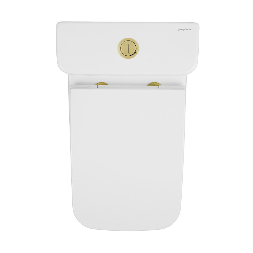 Carre One Piece Square Toilet Dual Flush, Brushed Gold Hardware 1.1/1.6 gpf