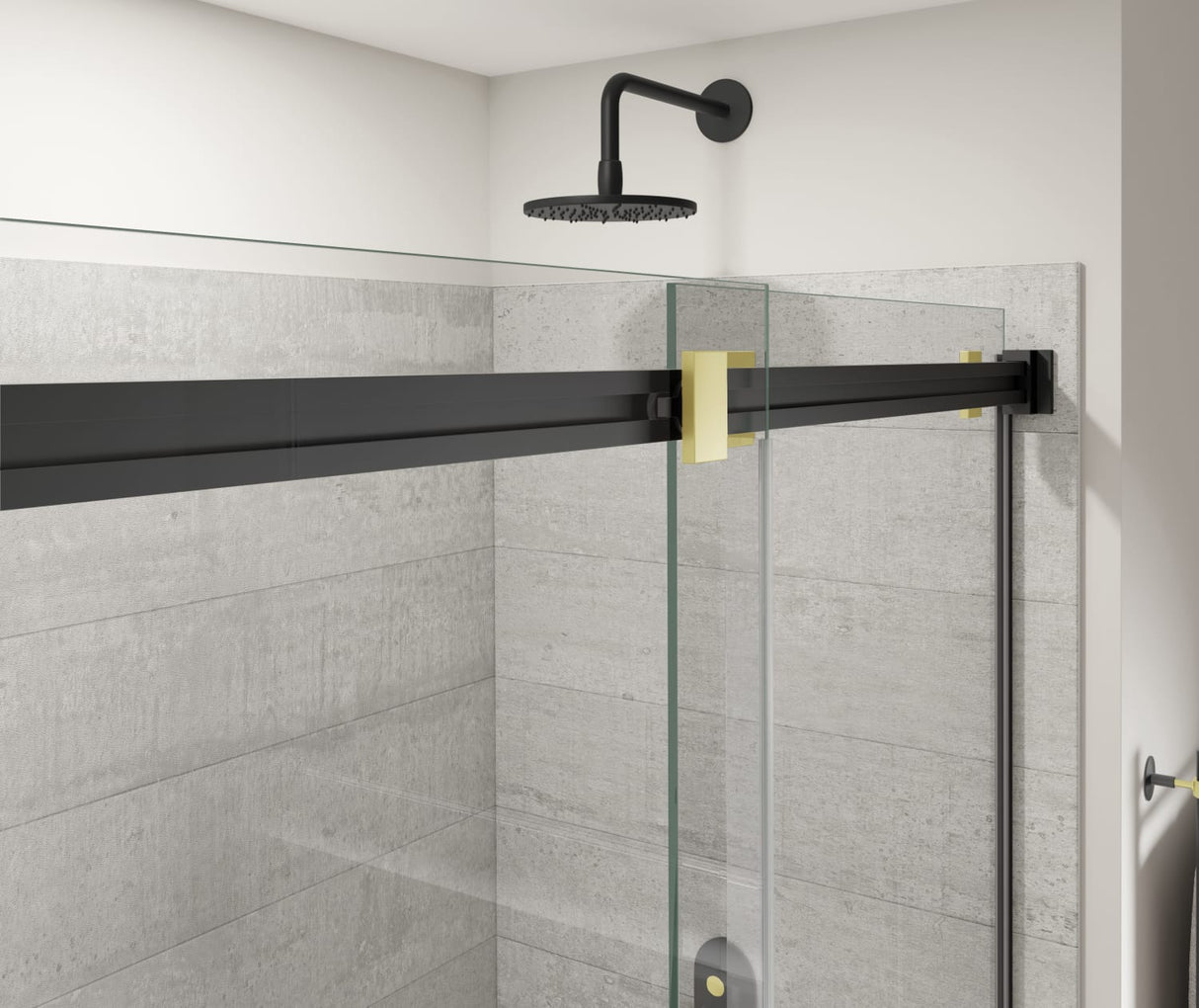 MAAX 136955-810-380-000 Duel Alto 56-59 X 78 in. 8mm Bypass Shower Door for Alcove Installation with GlassShield® glass in Matte Black & Brushed Gold