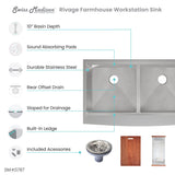Rivage 36 x 22 Dual Basin Apron Kitchen Workstation Sink