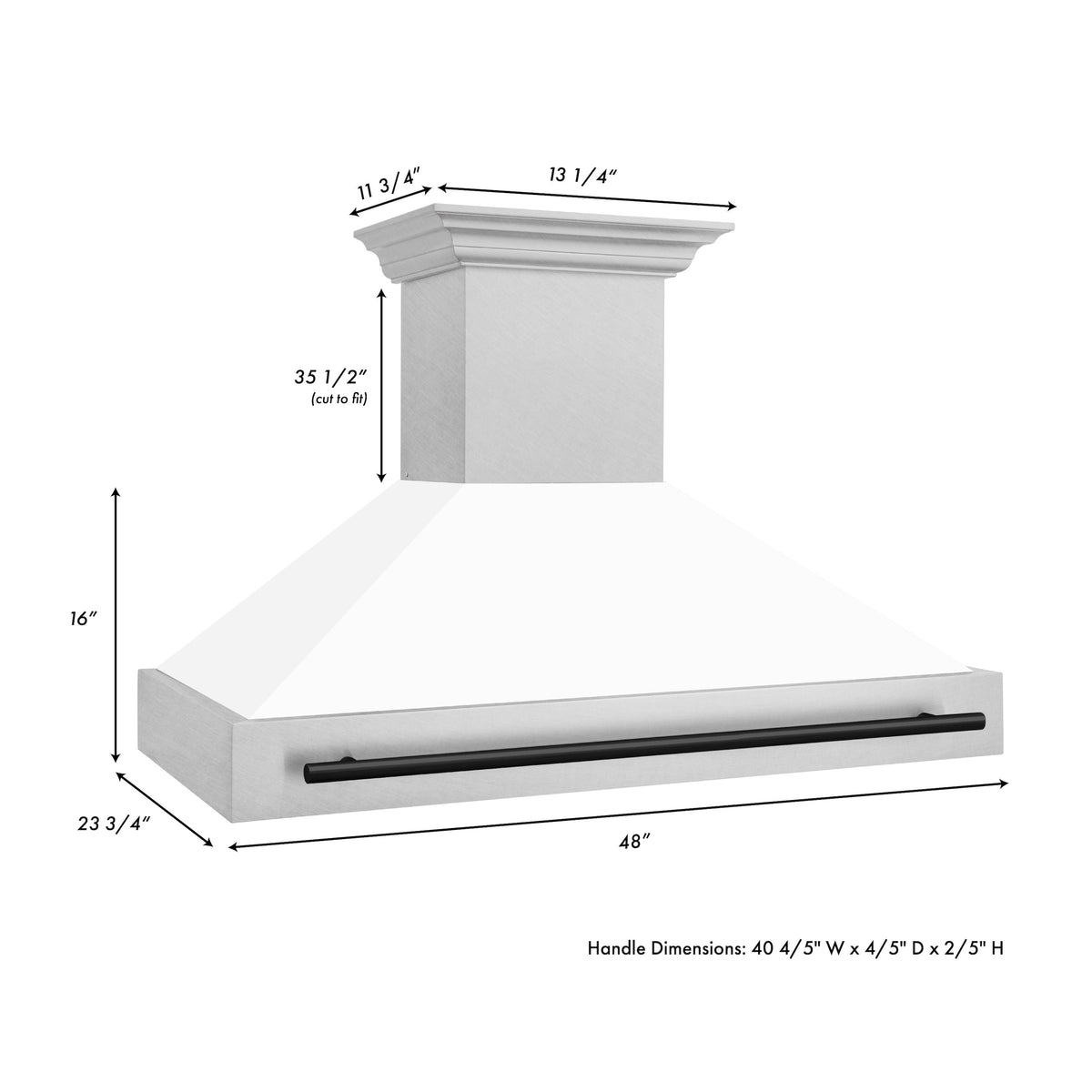 ZLINE Autograph Edition 48 in. Fingerprint Resistant Stainless Steel Range Hood with White Matte Shell and Accented Handle (8654SNZ-WM48)
