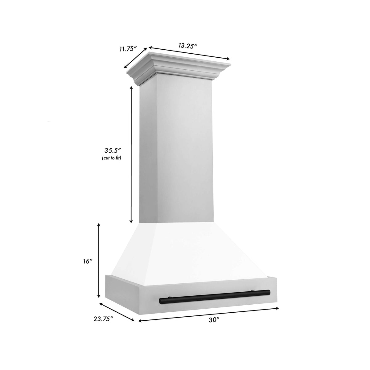 ZLINE Autograph Edition 30 in. Stainless Steel Range Hood with White Matte Shell and Accents (8654STZ-WM30)
