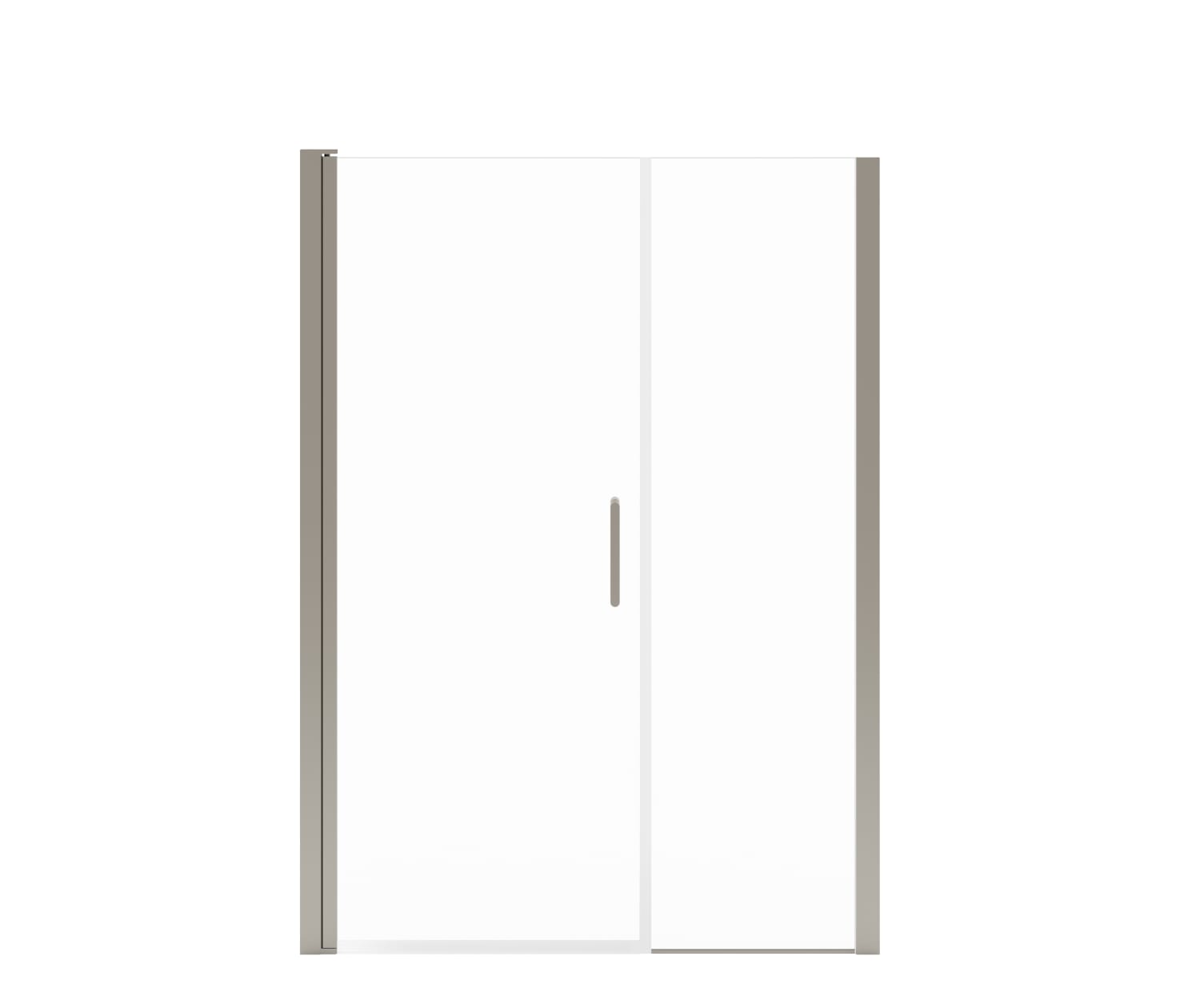 MAAX 138274-900-305-100 Manhattan 51-53 x 68 in. 6 mm Pivot Shower Door for Alcove Installation with Clear glass & Round Handle in Brushed Nickel