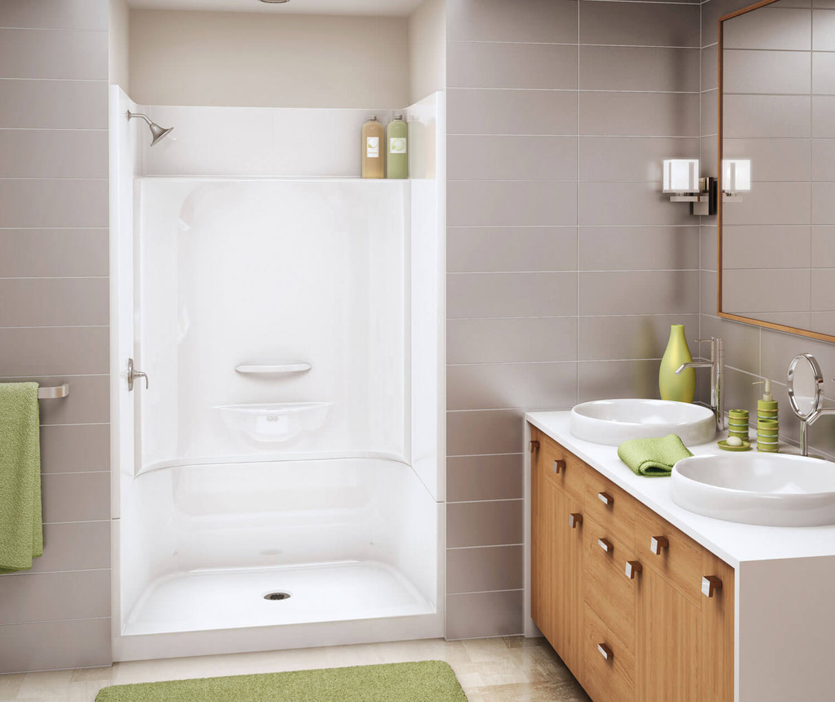 MAAX 145031-000-002-594 KDS 3448 AFR AcrylX Alcove Center Drain Four-Piece Shower in White