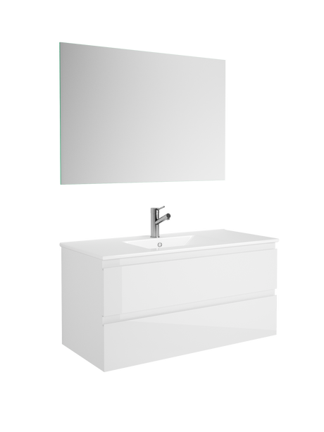 DAX Pasadena Engineered Wood and Porcelain Onix Basin with Vanity Cabinet, 40", White DAX-PAS014011-ONX