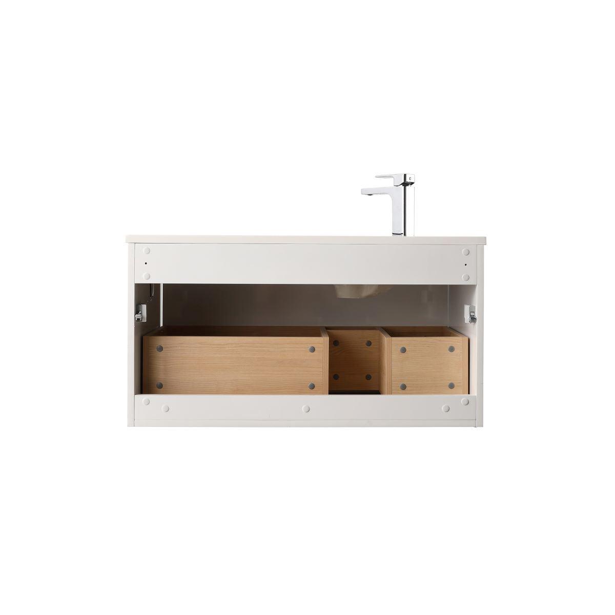 Blossom Voyage 36″ Vanity with Droplet-Shaped Basin - LED Illuminated & Wave-Shaped Front Design