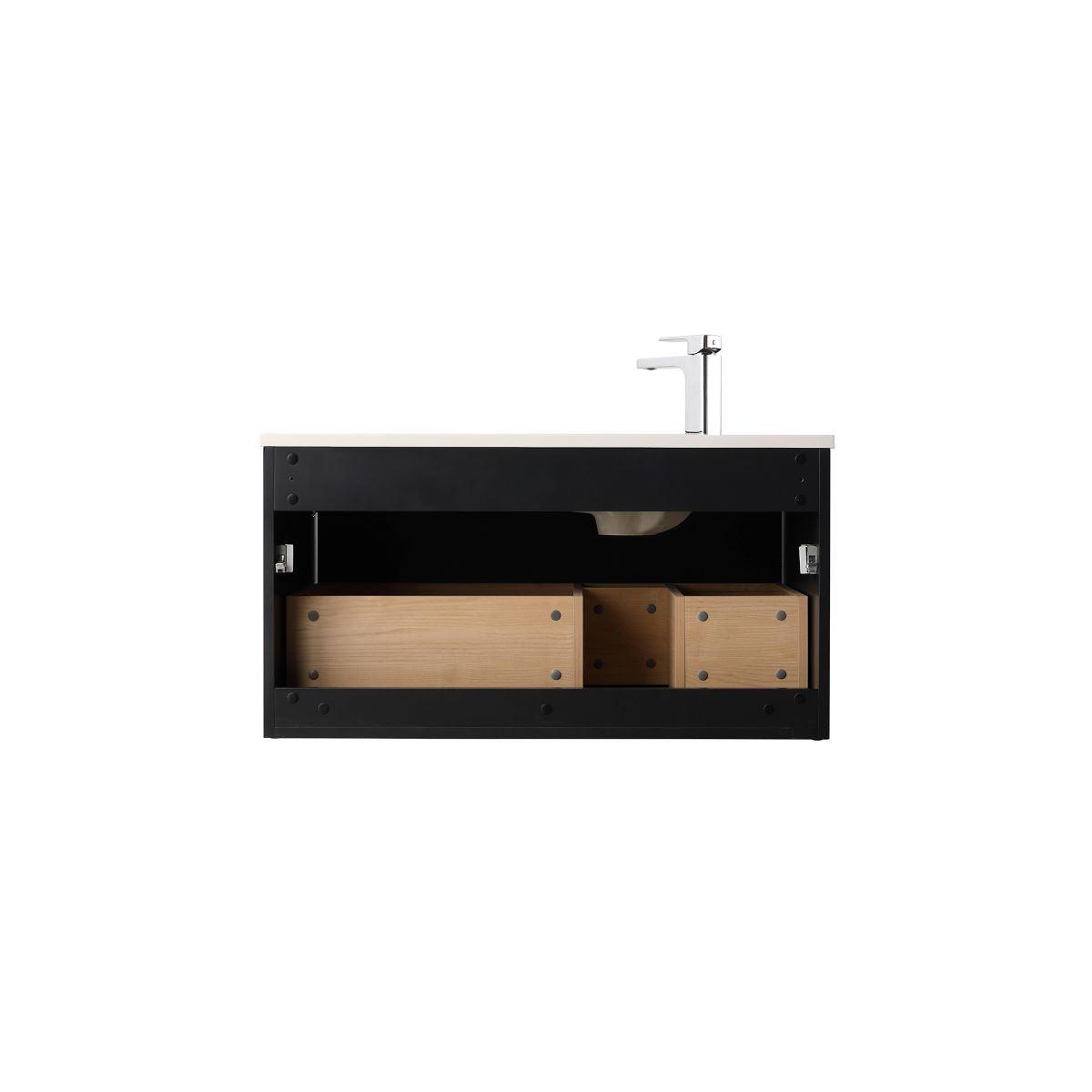 Blossom Voyage 36″ Vanity with Droplet-Shaped Basin - LED Illuminated & Wave-Shaped Front Design