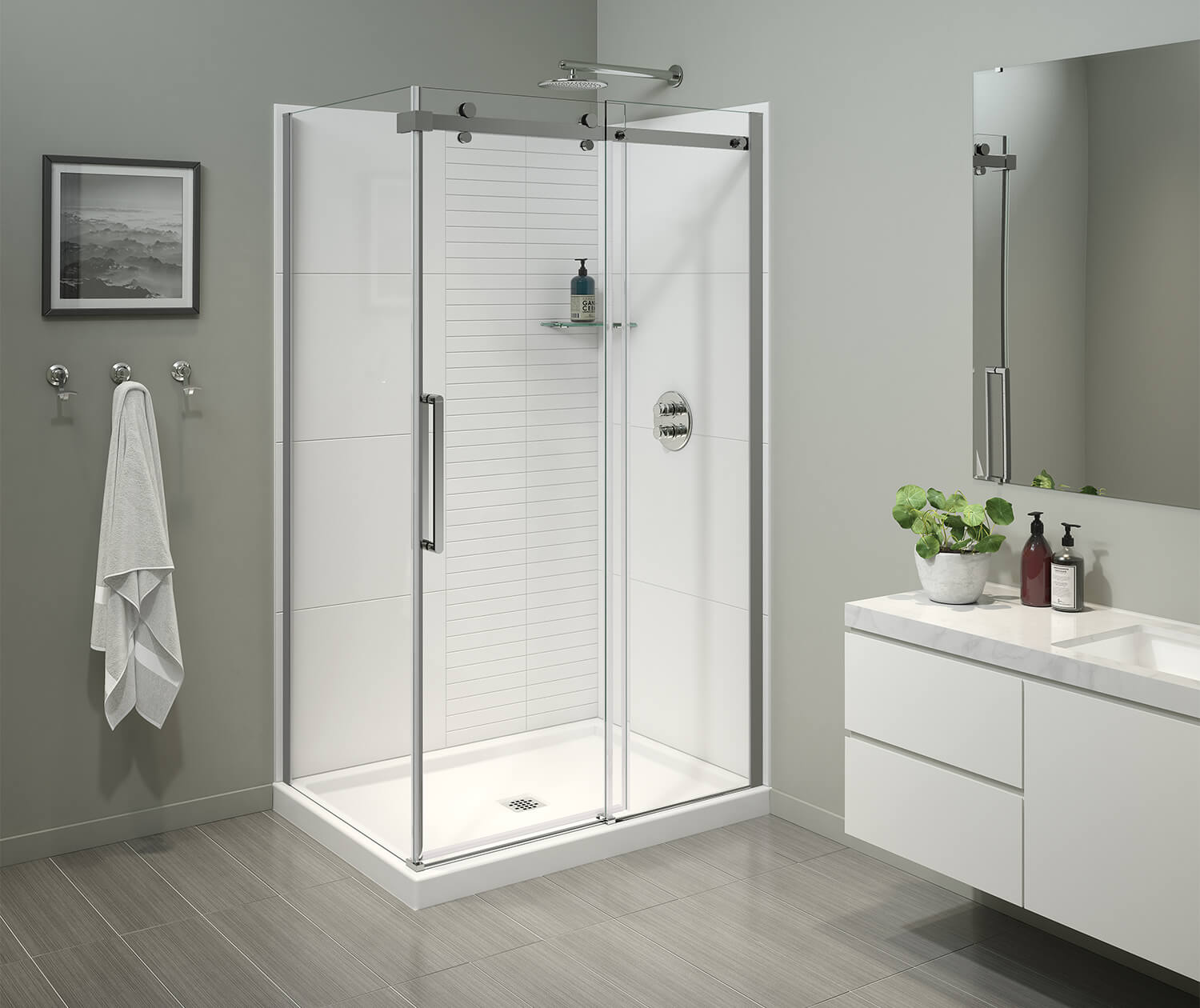 MAAX 138950-900-084-000 Halo Pro 44 ½-47 x 78 ¾ in. 8mm Sliding Shower Door for Alcove Installation with Clear glass in Chrome