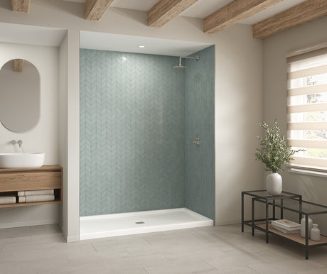 MAAX 420042-501-001-000 B3Square 7236 Acrylic Alcove Shower Base in White with Center Drain