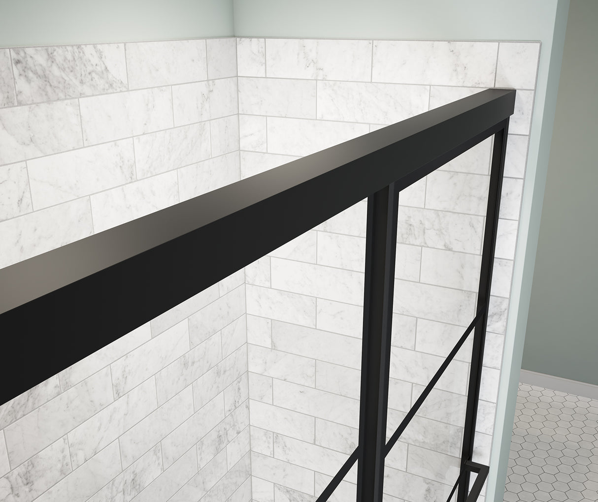 MAAX 135331-972-340-000 Incognito 76 Shaker 44-47 x 76 in. 8mm Bypass Shower Door for Alcove Installation with Shaker glass in Matte Black