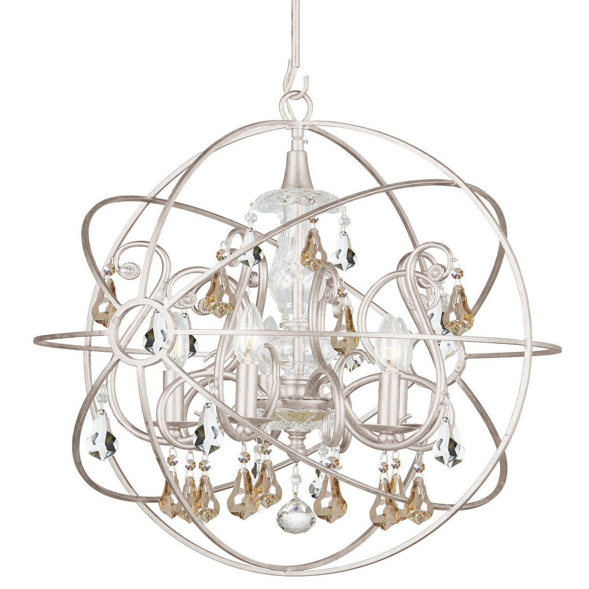Solaris 5 Light Gold Crystal Olde Silver Sphere Chandelier 9026-OS-GS-MWP