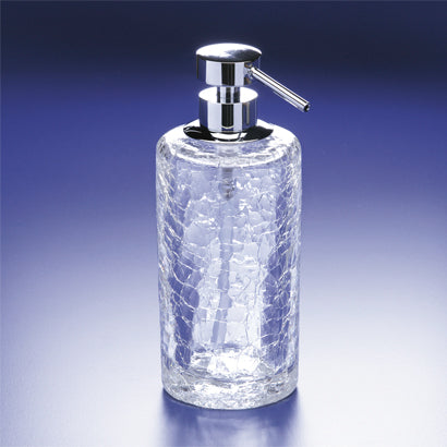 Soap Dispenser, Rounded, Crackled Crystal Glass